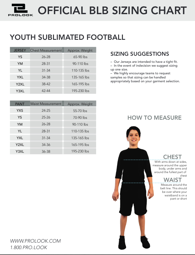 Nfl preschool jersey top size chart